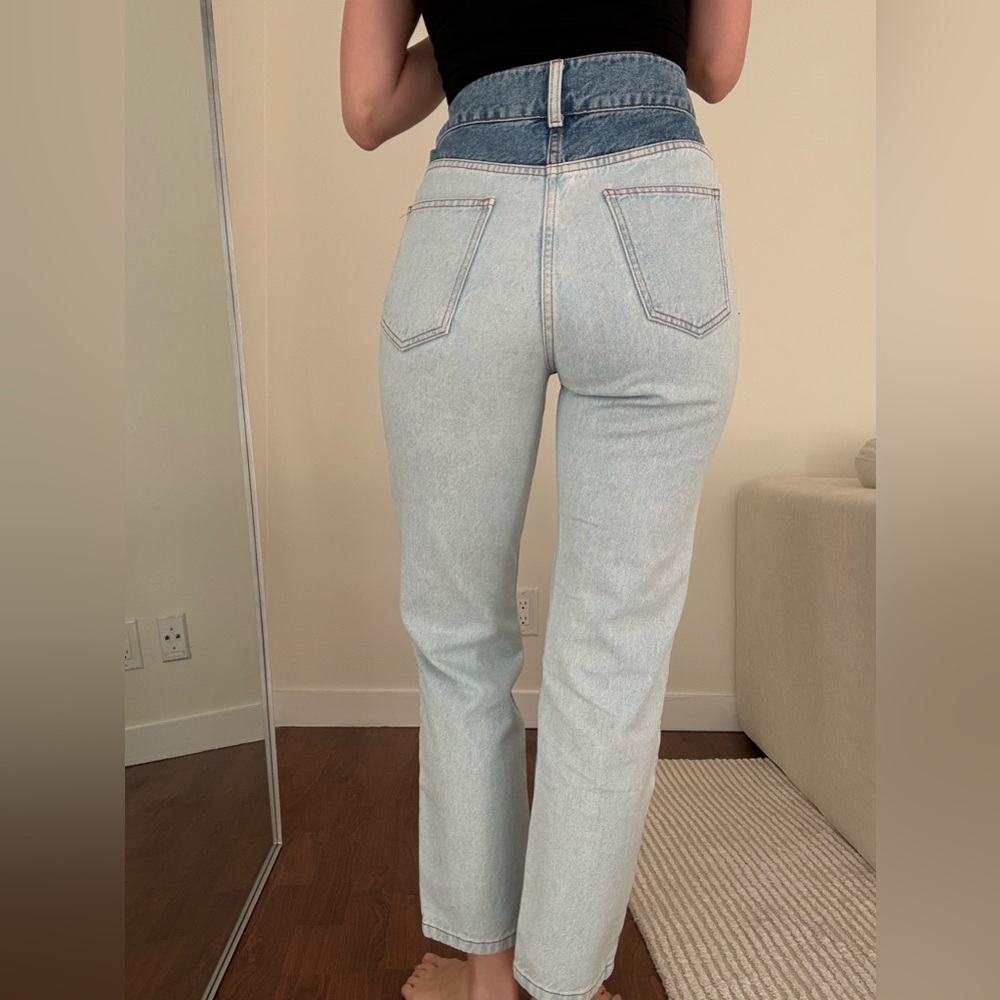 ba&sh High-Rise Blue Two-Tone Jeans - Picture 3 of 5
